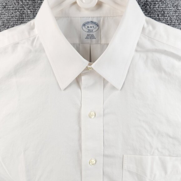 Brooks Brothers 16 34/35 Non-Iron All Cotton Point Slim White Long Sleeve Preppy - Picture 1 of 16